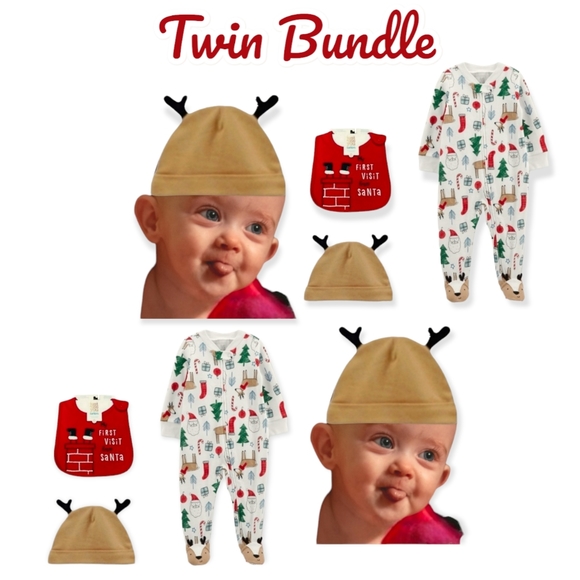 Christmas Twin Bundle Sleeper Set Size 3 Months - Picture 1 of 4